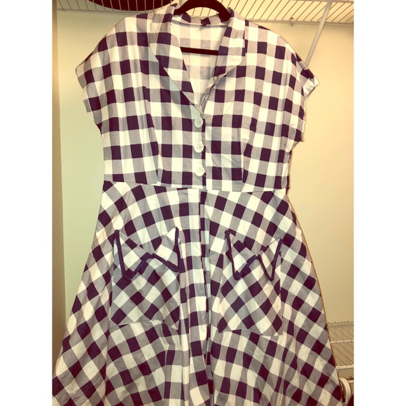 Dresses & Skirts - Navy/White Plaid Vintage Style Dress